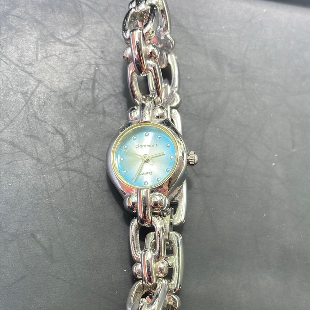Silver and Blue Women's Watch